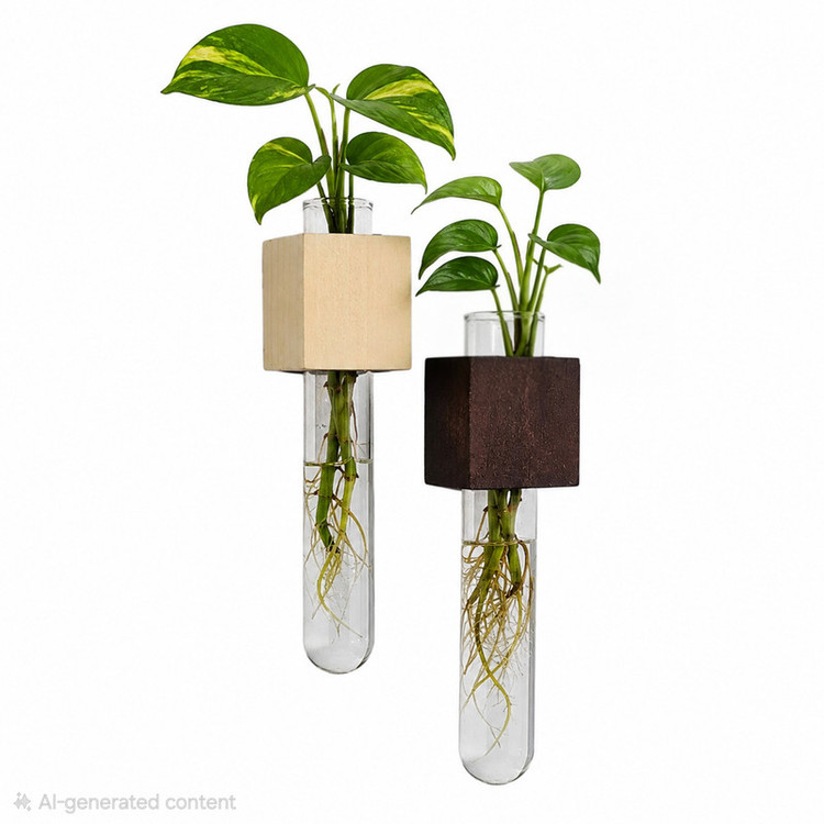 گلدان دکوری مدل چوبی مگنتی طرح استوانه ای بسته 4 عددی
